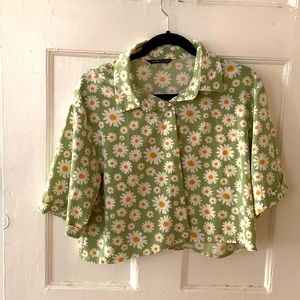 Floral Collard Crop Top